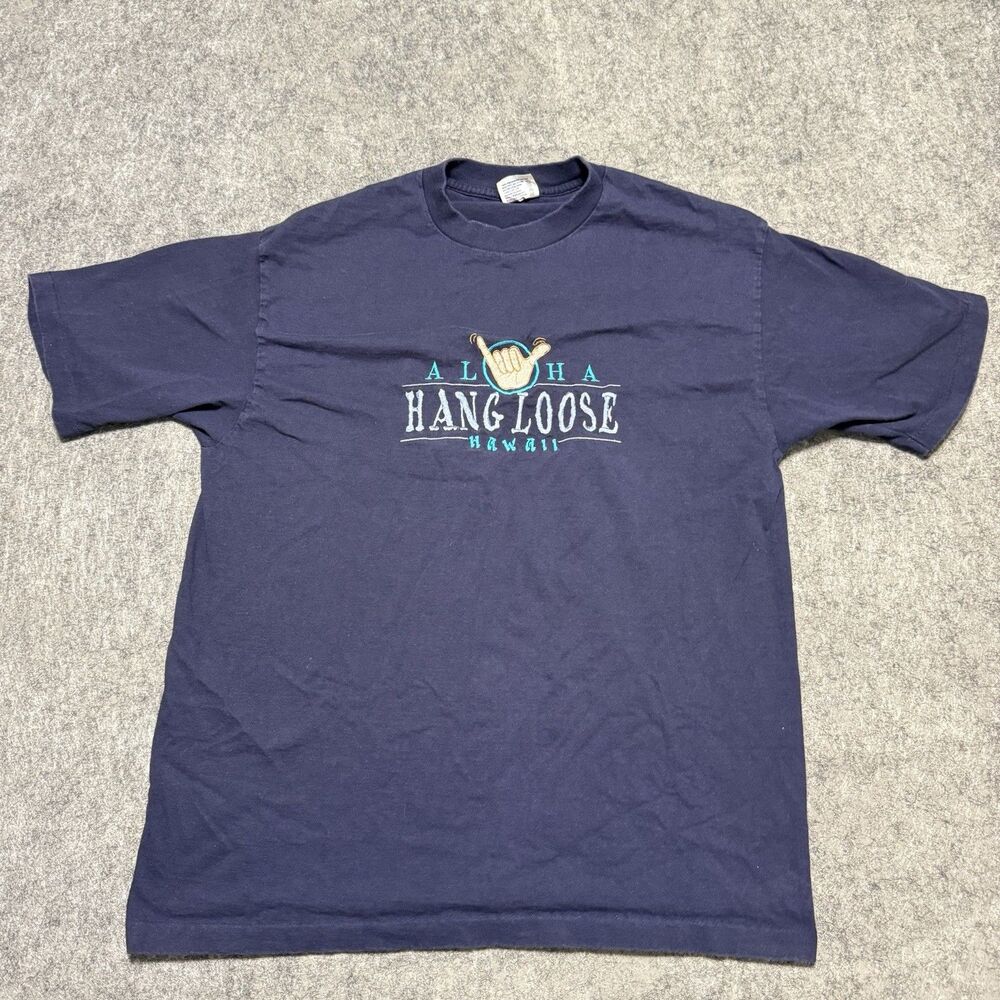 Vtg 1990s Hawaii Shaka Hand Graphic Tee XL Tee Jays Made In USA Single Stitch